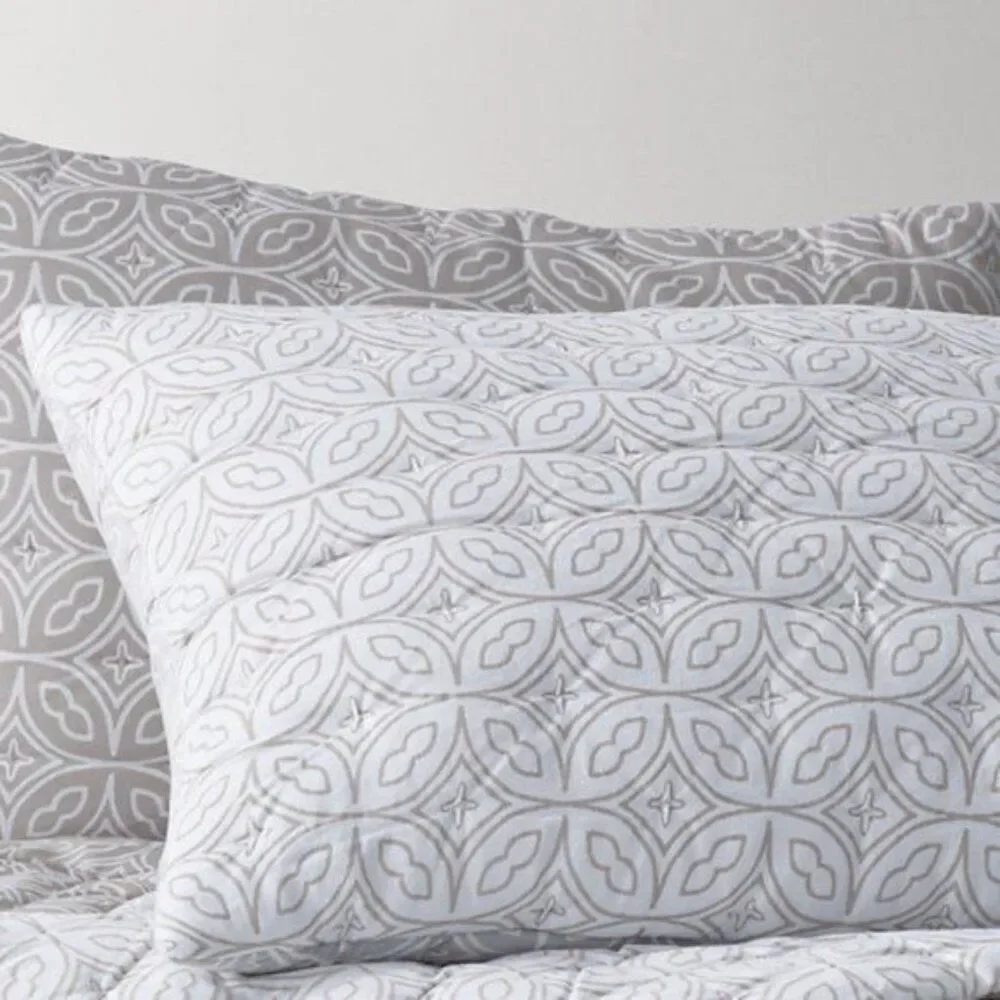 Restoration Hardware RH Teen Reversible Moroccan Tile Euro Sham Grey/White NEW